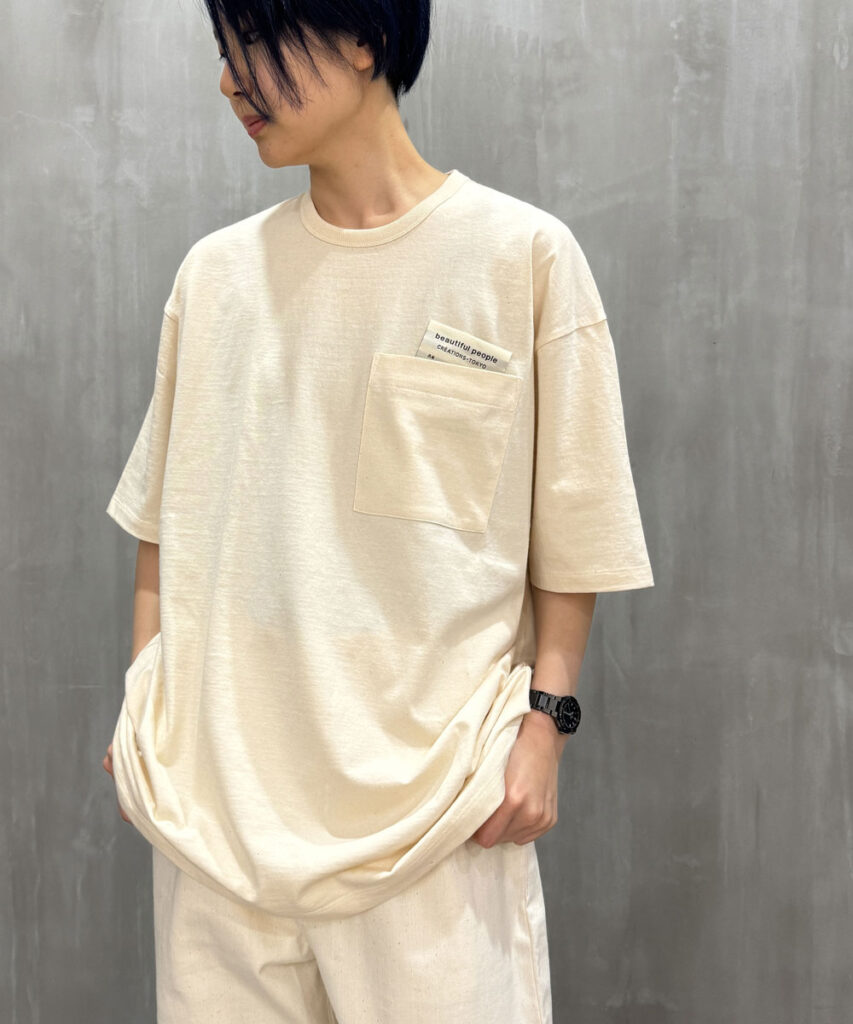 beautiful people（ビューティフルピープル）｜raffy premium jersey big QOLtag T-shirt