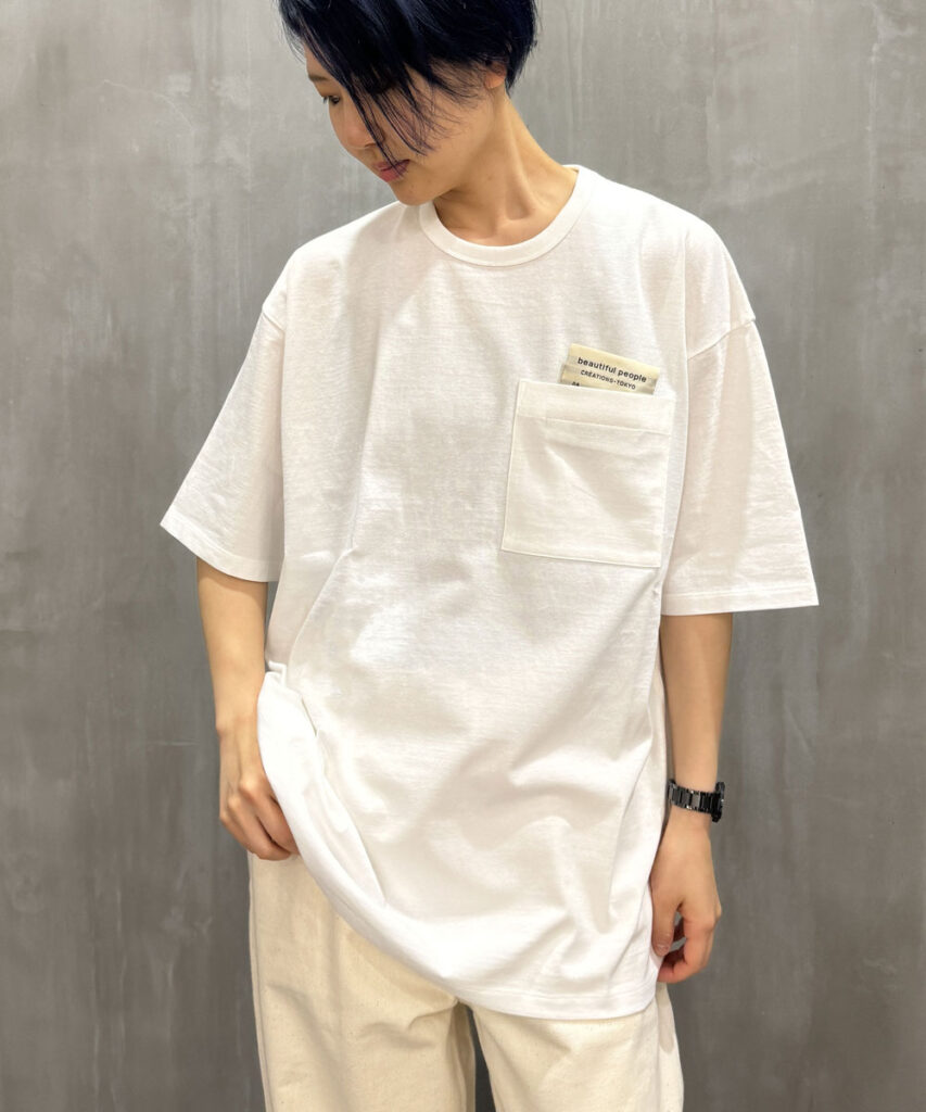 beautiful people（ビューティフルピープル）｜raffy premium jersey big QOLtag T-shirt