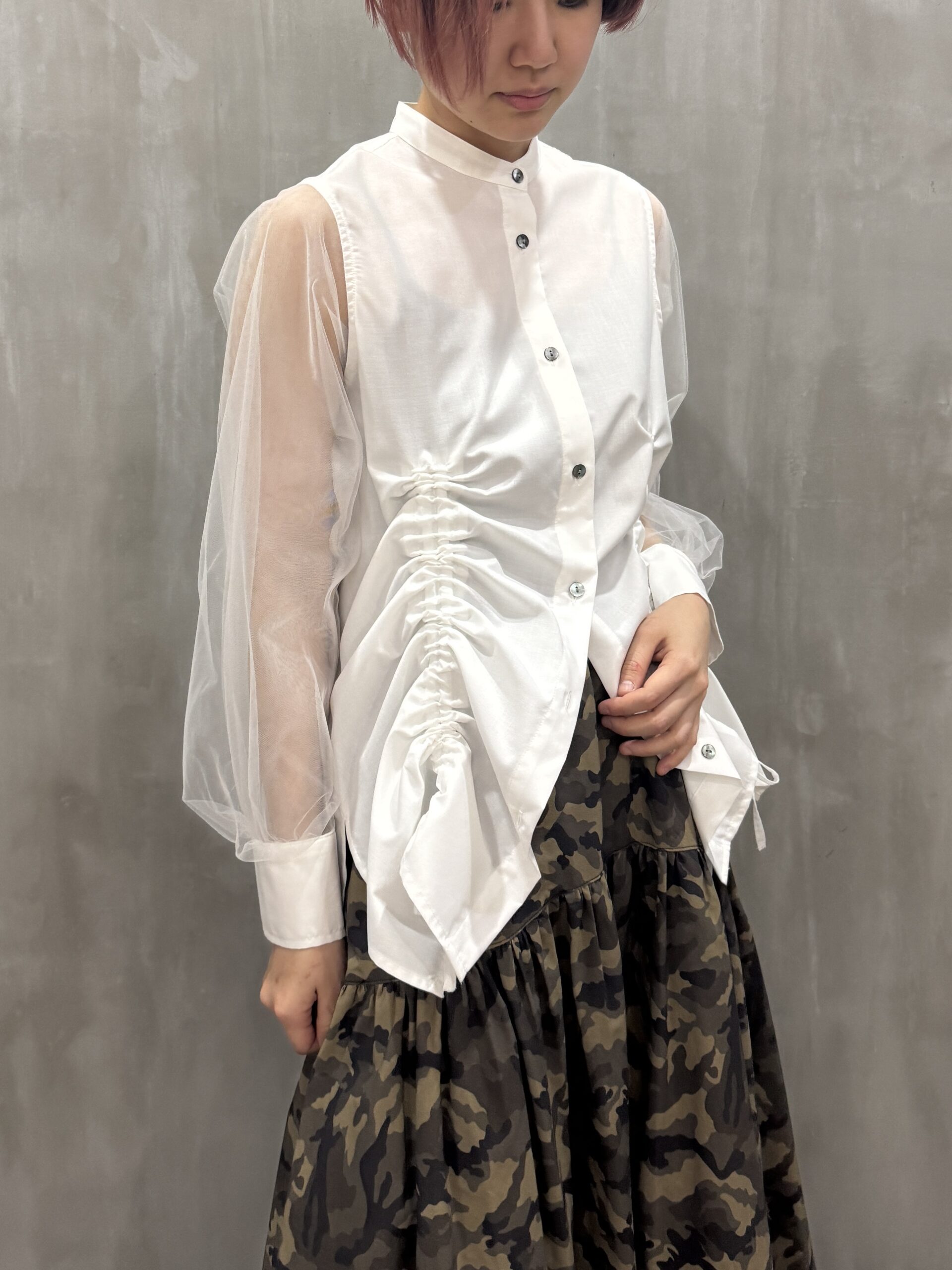 RISLEY　Shirt-with-tulle-sleeves- 1
