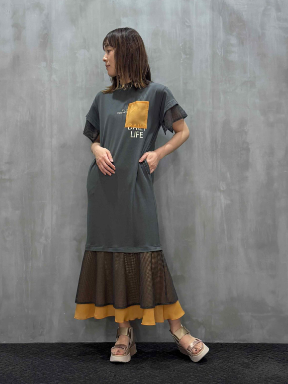 MARECHAL TERRE｜Mesh joint T-Shirt One-piece（ZMT253OP213）