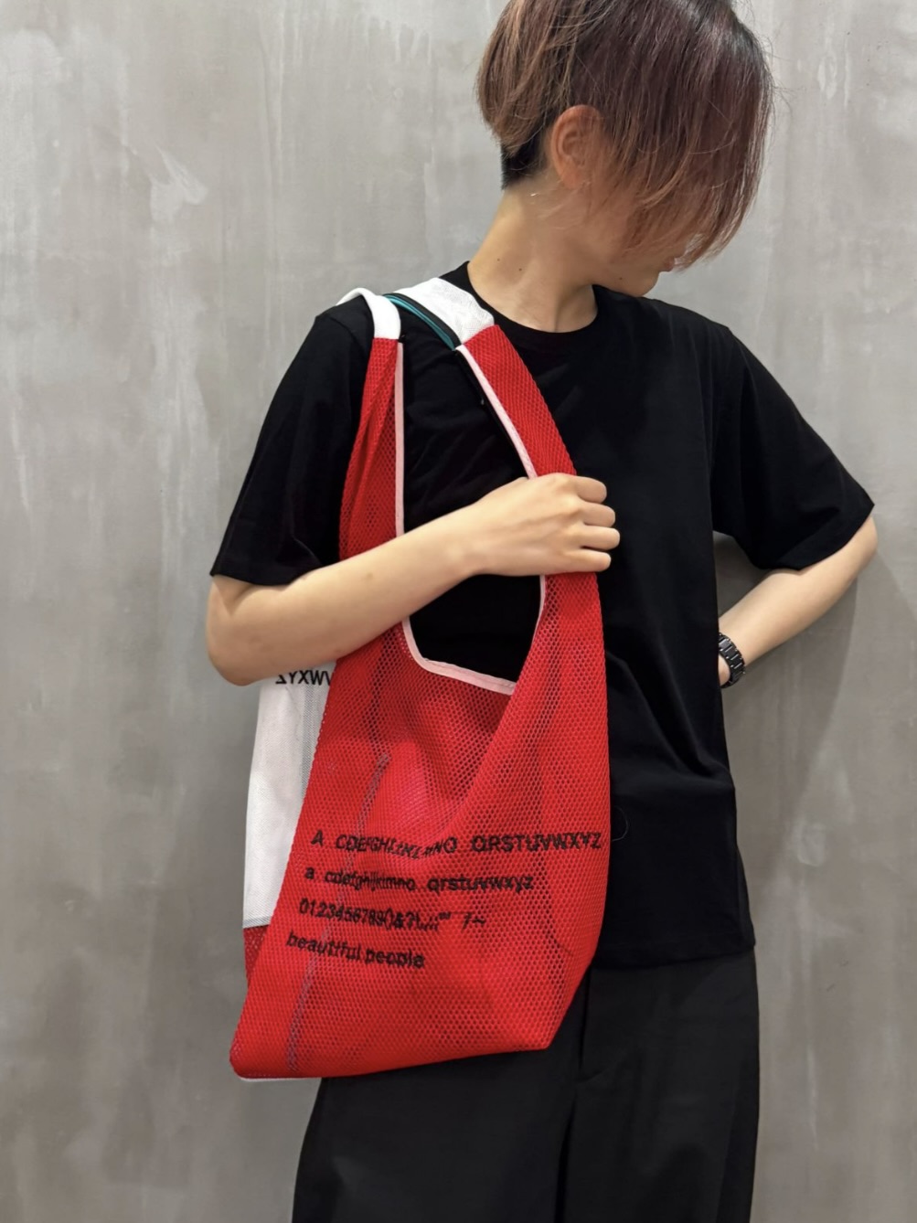 beautiful people alphabet embroidery marche flip bag