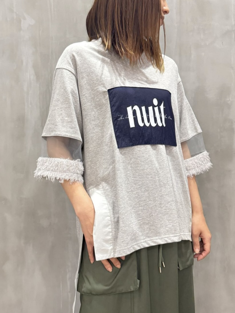 ジャガードドッキングスリーブオーバーTシャツ