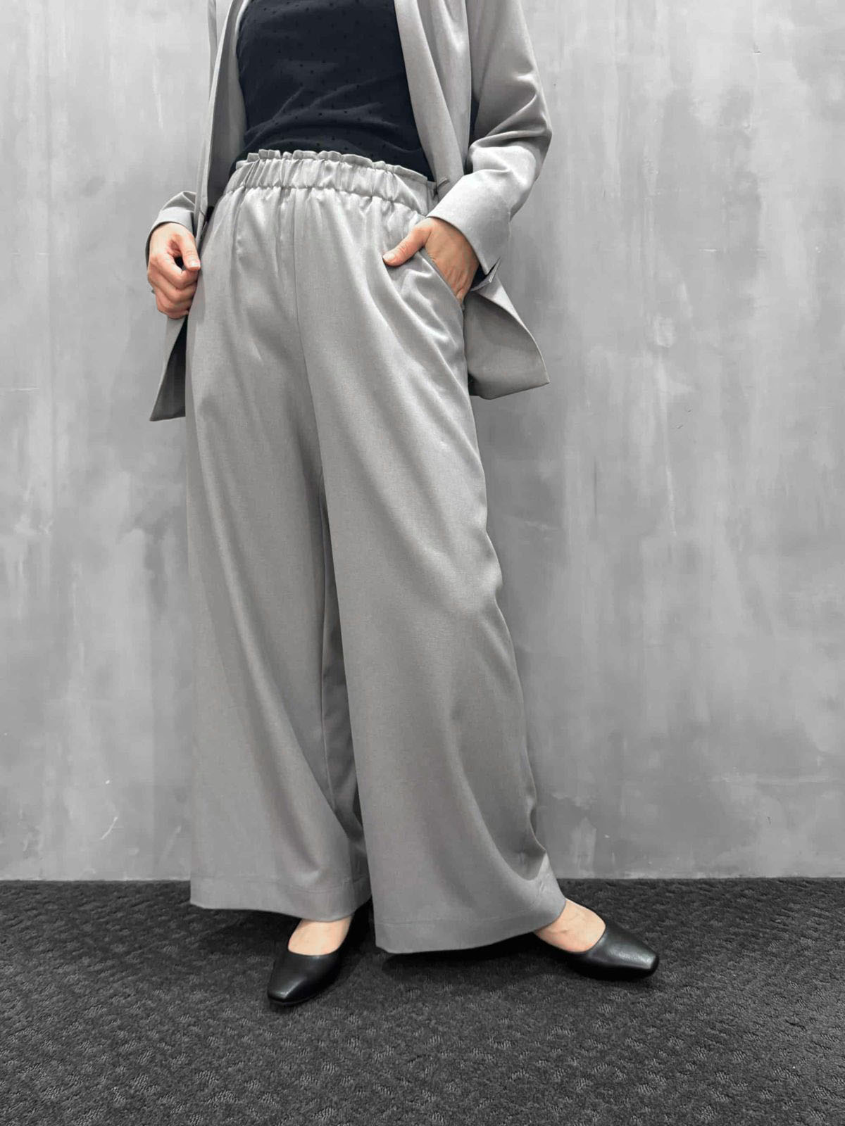 trois（トロワ）｜ソフィーツイルストレッチワイドイージーパンツ｜T261-87002
