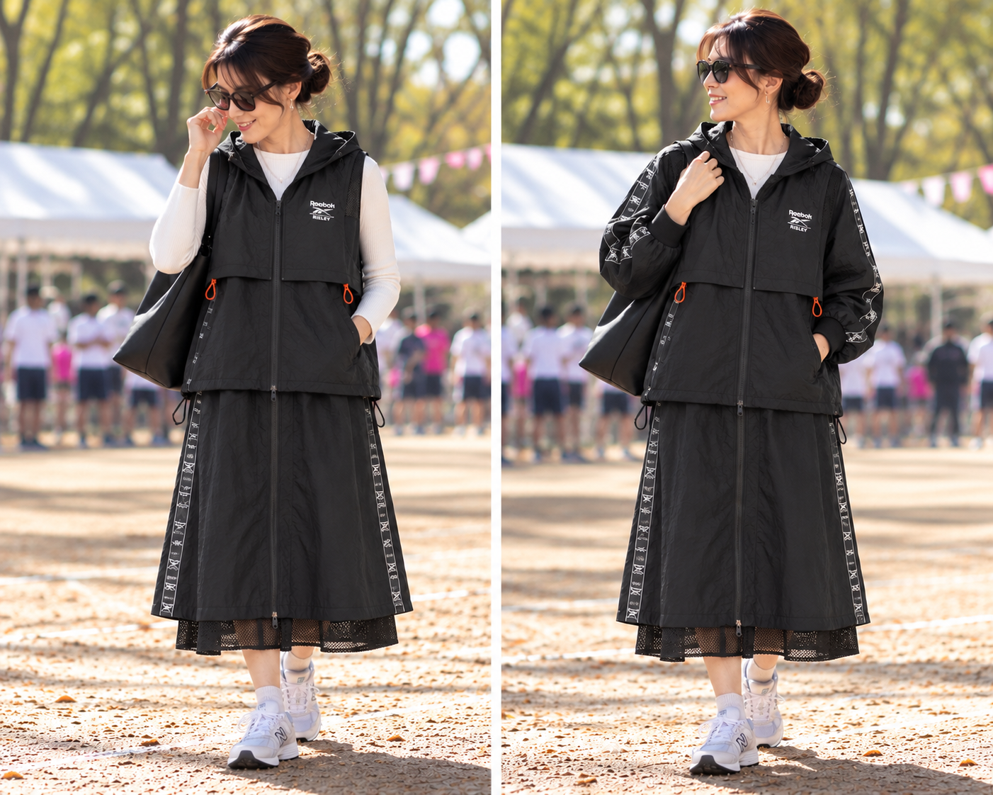 RISLEY × Reebokのアイテムを使った秋の運動会コーデ 着用イメージ